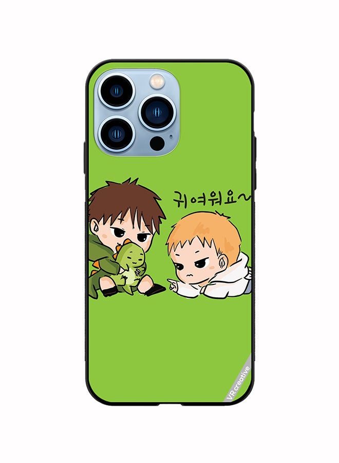 VR CREATIVE Protective Case Cover For Apple iPhone 14 Pro Two Cute Kids Playing With Dino Design Multicolour - Image 1