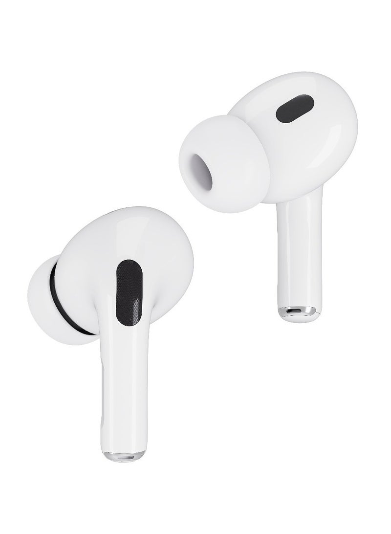 porodo True Wireless Active Noise Cancellation ( ANC ) Earbuds Pro 2 / Touch Control / Voice Assistant / Wireless Charging / Pop-Up Connection - White - Image 2