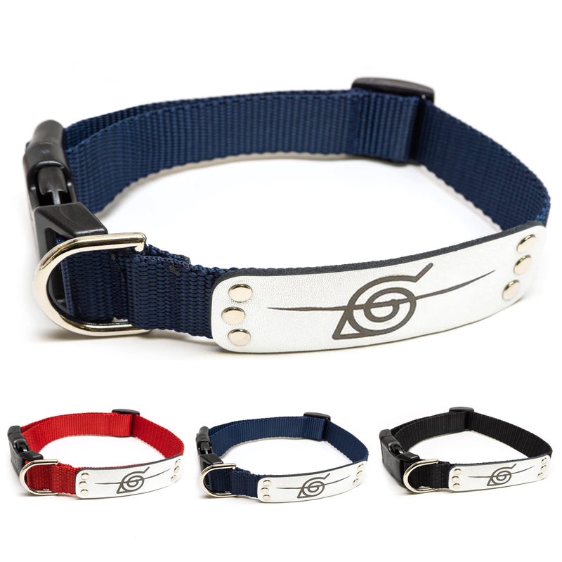 PAWSONIFY Naruto Dog Collar for Large Dogs, Medium, XS/Small Puppy Collars â€“ Officially Licensed Naruto Shippuden Hidden Leaf Village Anime Dog Collar, Naruto Gifts Pet Collar for Dogs Navy Rogue, MED - Image 1