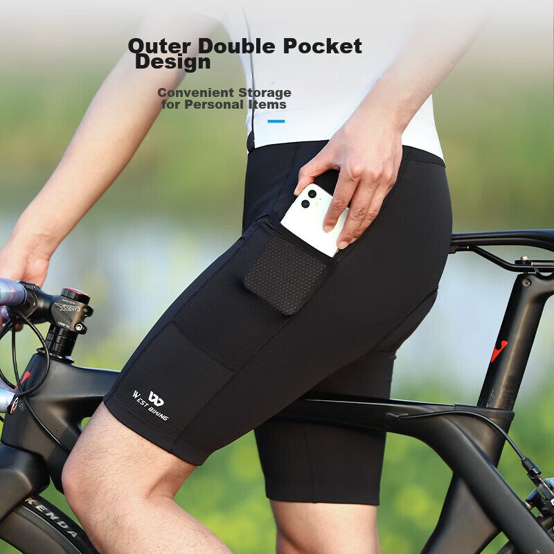 JD Jing Zao WestBiking Spring And Summer Cycling Shorts for Men And Women, Quick-Dry with Padded Inserts, Mountain And Road Bike Shorts Cycling Wear, Black M - Image 5