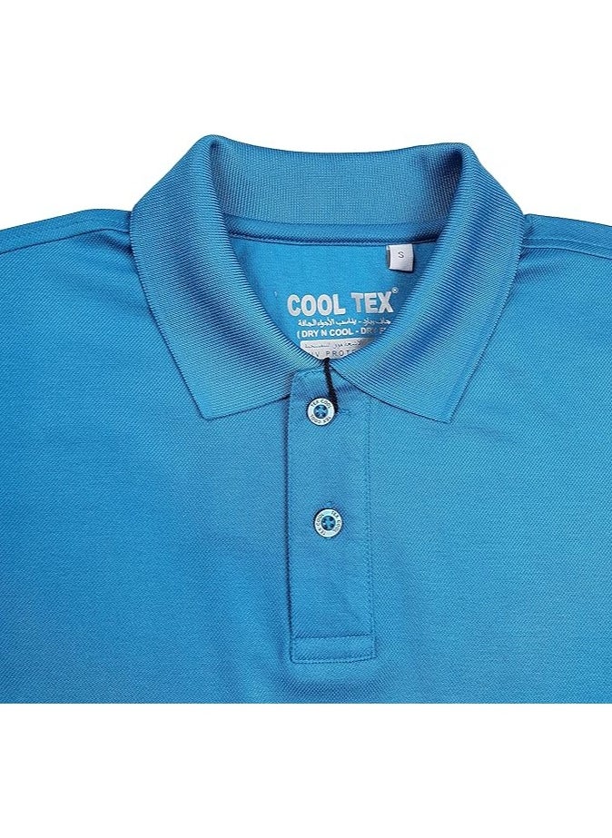 COOL TEX Cooltex Unisex Cotton polyester Plain Turquoise Blue Polo T-Shirts Cool Dry-Fit Material Short Sleeves Soft and Comfortable  - Image 4