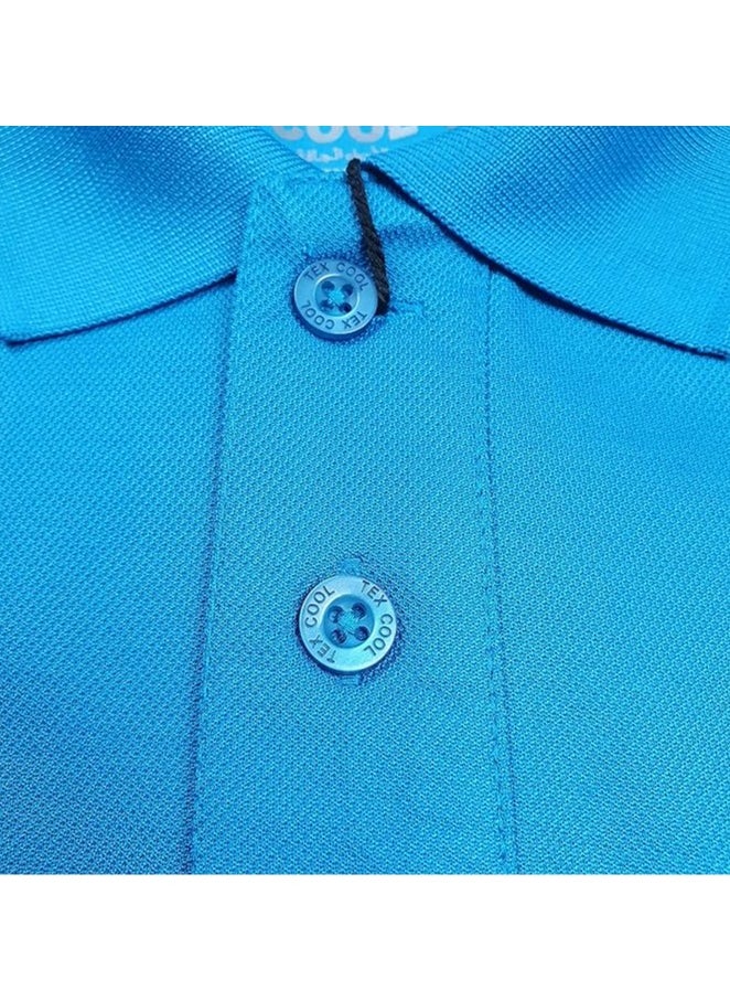 COOL TEX Cooltex Unisex Cotton polyester Plain Turquoise Blue Polo T-Shirts Cool Dry-Fit Material Short Sleeves Soft and Comfortable  - Image 5