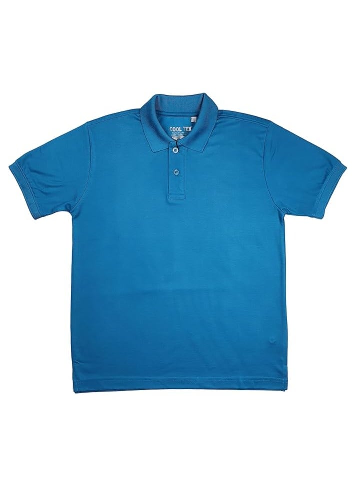 COOL TEX Cooltex Unisex Cotton polyester Plain Turquoise Blue Polo T-Shirts Cool Dry-Fit Material Short Sleeves Soft and Comfortable - Image 2