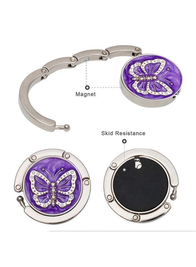 WIWAPLEX WIWAPLEX Folding Table Purse Hook Set of 4 - Metal Foldable Handbag Hanger Womens Bag Storage Hanging for Office Restaurant Desk (Butterfly) - Image 3