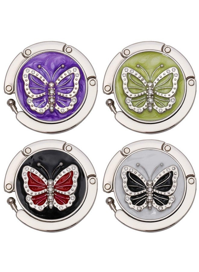 WIWAPLEX WIWAPLEX Folding Table Purse Hook Set of 4 - Metal Foldable Handbag Hanger Womens Bag Storage Hanging for Office Restaurant Desk (Butterfly) - Image 1
