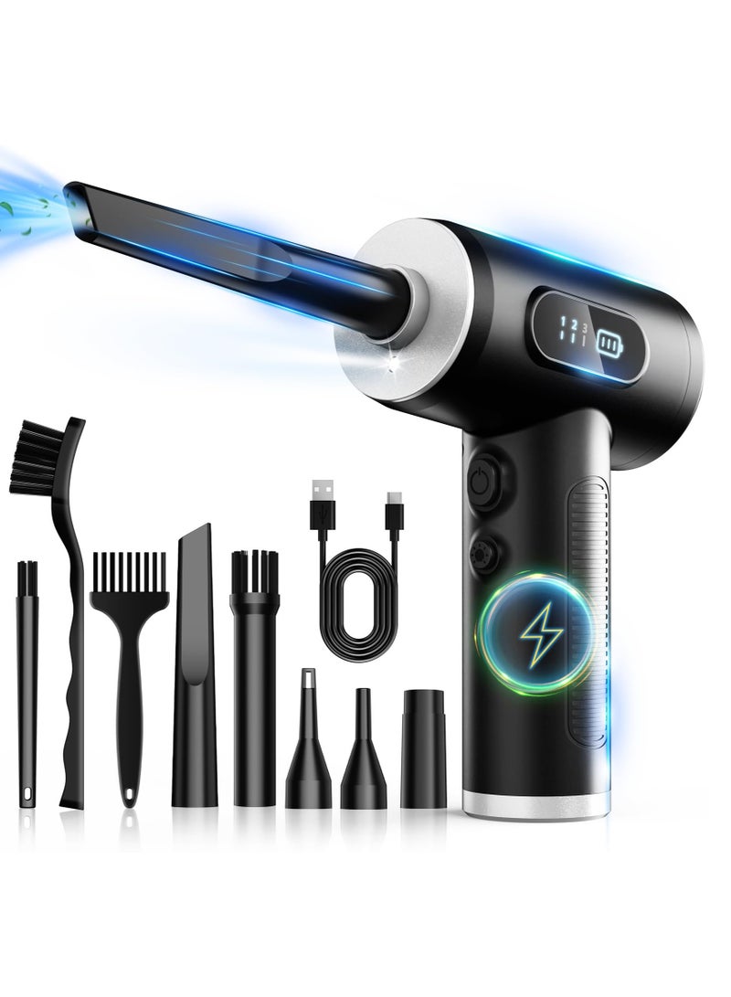 Arabest Compressed Air Duster-3 Gear Adjustable 100000RPM Electric Air Duster with LED Light, Rechargeable Cordless Air Blower for Keyboard Electric Devices Cleaning. Replaces Compressed Air Cans (Black) - Image 1