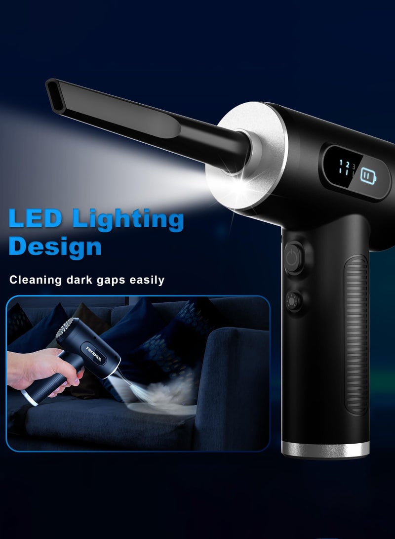 Arabest Compressed Air Duster-3 Gear Adjustable 100000RPM Electric Air Duster with LED Light, Rechargeable Cordless Air Blower for Keyboard Electric Devices Cleaning. Replaces Compressed Air Cans (Black) - Image 3