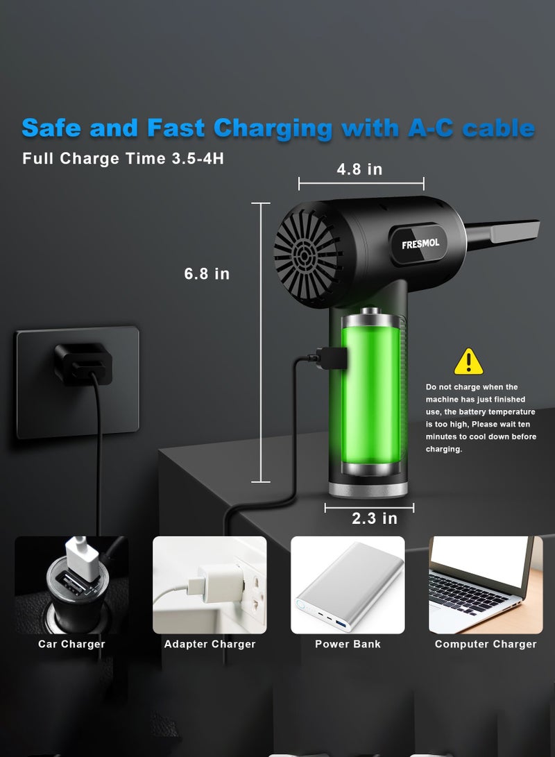 Arabest Compressed Air Duster-3 Gear Adjustable 100000RPM Electric Air Duster with LED Light, Rechargeable Cordless Air Blower for Keyboard Electric Devices Cleaning. Replaces Compressed Air Cans (Black) - Image 5