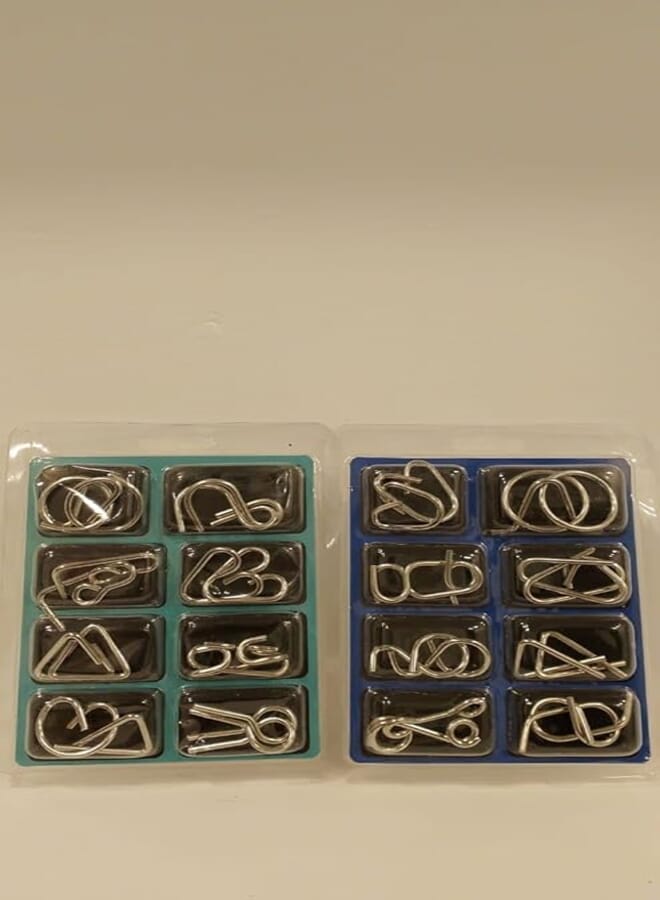 Display 2 Pieces Metal Puzzle Toy 8 Pieces Educational Intelligence Development Entertainment for Kids