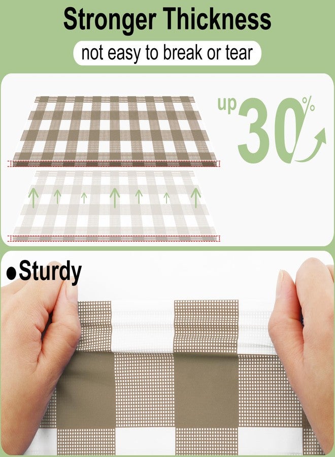 misaya 4 Packs Buffalo Disposable Table Cloth, 54 x 108 Inch Waterproof Plastic Tablecloth, Rectangle Khaki and White Checkered Table Covers for Fall, Thanksgiving Decorations - Image 2