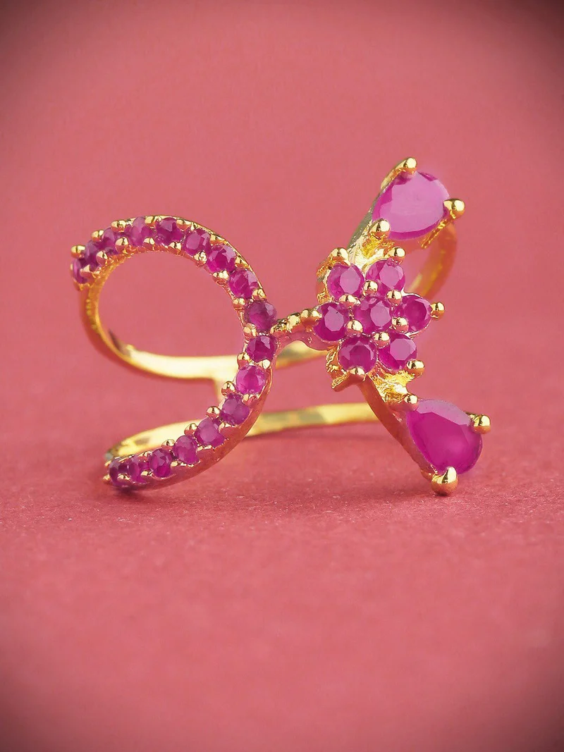 برياسي Magenta Ruby Stone-Studded Finger Ring