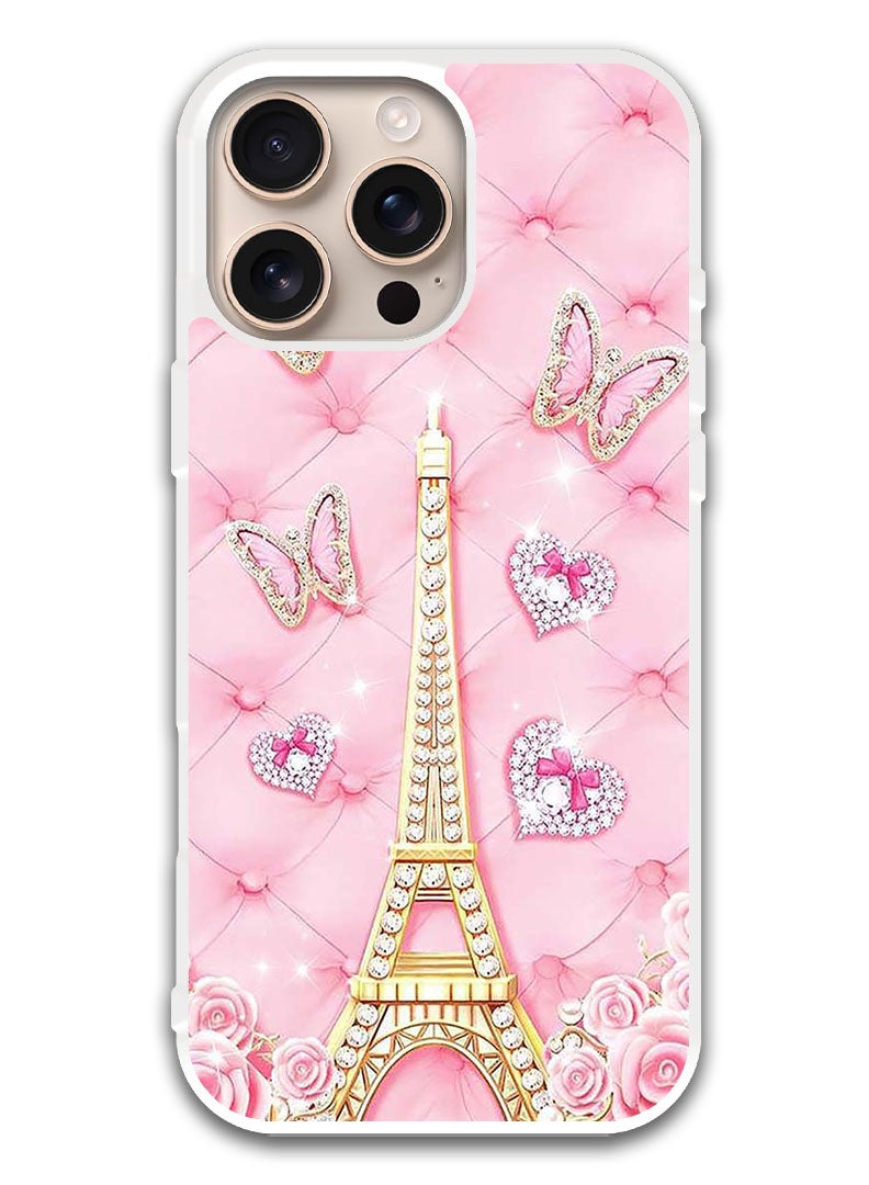 Theodor Protective Case Cover For APPLE IPHONE 16 Pro Max Eiffel Tower (2) (White Bumper) - Image 1