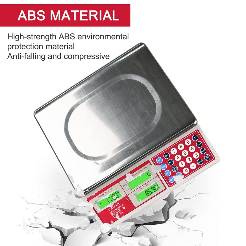 CAMRY Digital Price Computing Scale 66lb/30kg Commercial Produce Scale with Stainless Steel Platform and Green Backlight LCD Display for Meat, Fruit, Ideal for Deli, Farmers Markets, Restaurants - Image 5