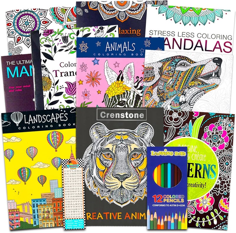 10 Pack Adult Coloring Book Super Set - Bundle with 10 Adult Coloring Books for Women, Men Featuring Mandalas and More | Advanced Coloring Books Bulk - Image 1