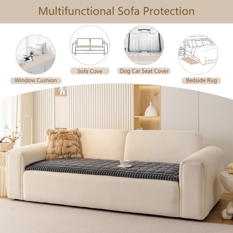 MEETSKY Couch Cover for Dogs Washable, Non Slip Couch Covers for 3 Cushion Couch Sofa Pet Friendly, Soft Sofa Cover Furniture Protector Covers, Dog Mat for Couches, Dark Grey, 27.6" x 70.9" - Image 4