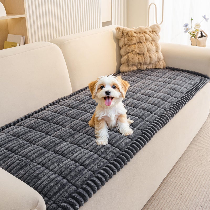 MEETSKY Couch Cover for Dogs Washable, Non Slip Couch Covers for 3 Cushion Couch Sofa Pet Friendly, Soft Sofa Cover Furniture Protector Covers, Dog Mat for Couches, Dark Grey, 27.6" x 70.9" - Image 1