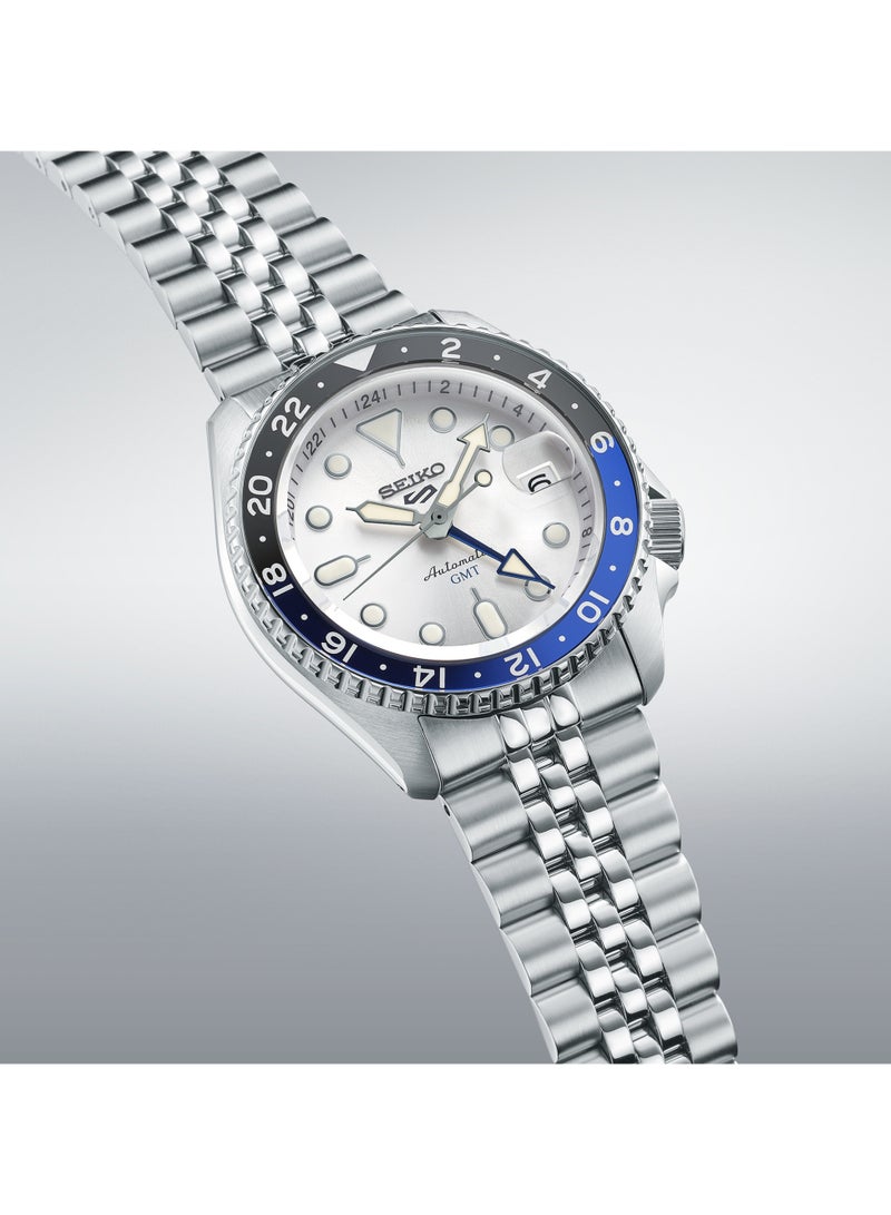 Seiko سايكو 5 سبورت أوتوماتيك GMT ساعة رجالية من الفولاذ المقاوم للصدأ بقرص أبيض SSK033K1 - Image 4