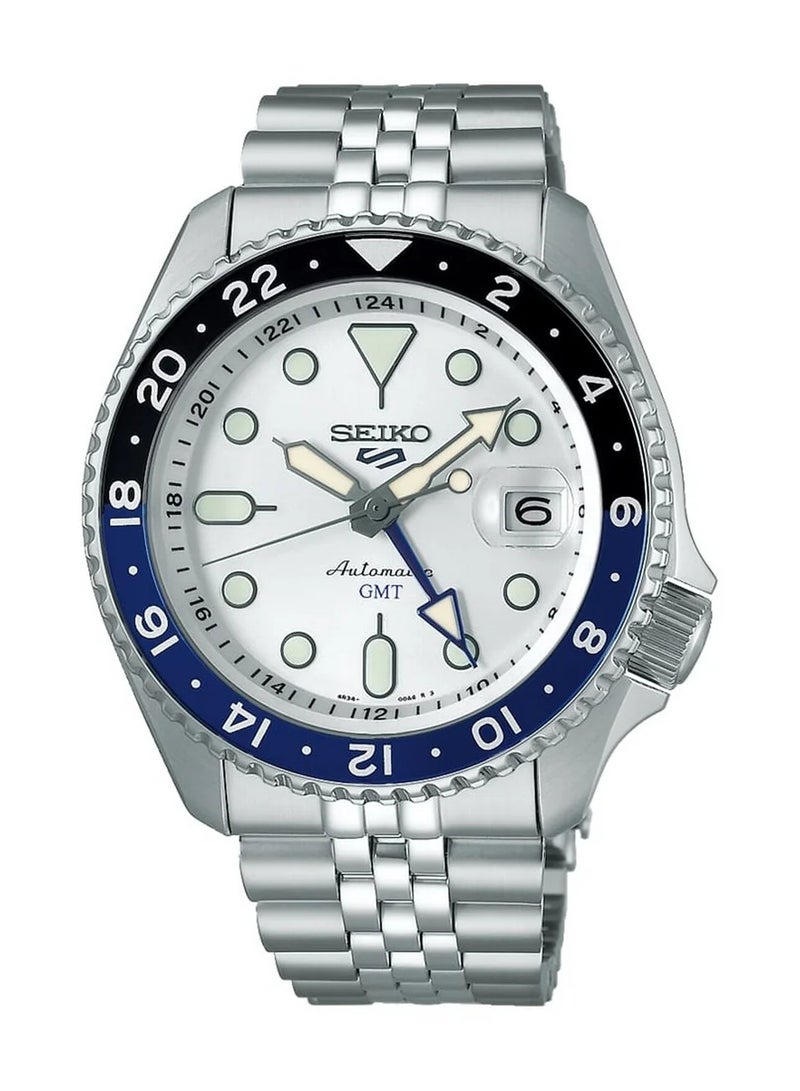 Seiko سايكو 5 سبورت أوتوماتيك GMT ساعة رجالية من الفولاذ المقاوم للصدأ بقرص أبيض SSK033K1 - Image 1