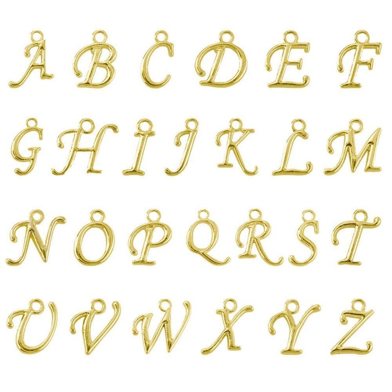 BEADNOVA Letter Charms for Jewelry Making Alphabet Charms Initial Findings Assorted for Bracelets Gold 100pcs