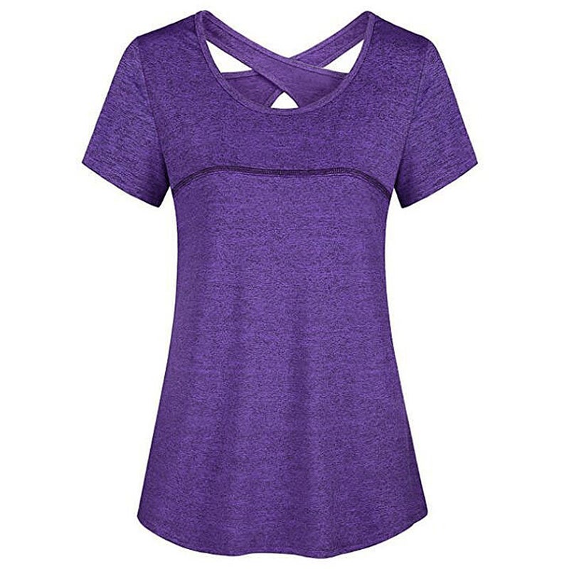 Women Short Sleeve Yoga Shirt Quick Dry Running Workout T-Shirt Sports Shirt Yoga Top Activewear - Image 1