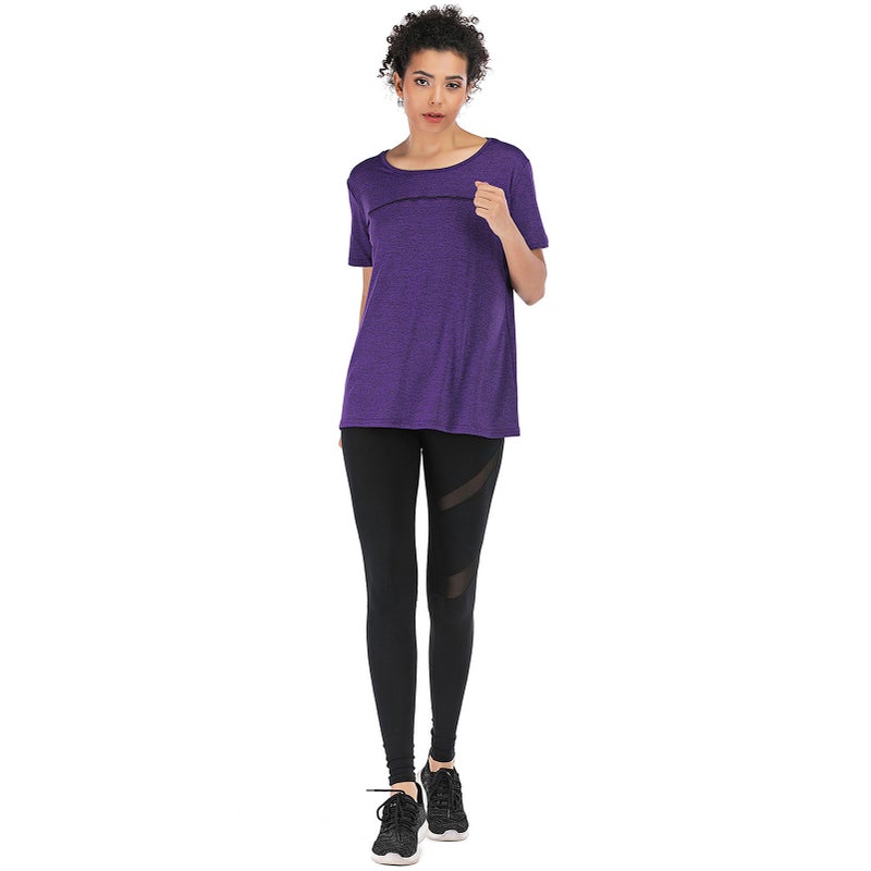 Women Short Sleeve Yoga Shirt Quick Dry Running Workout T-Shirt Sports Shirt Yoga Top Activewear - Image 4