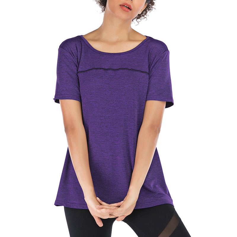 Women Short Sleeve Yoga Shirt Quick Dry Running Workout T-Shirt Sports Shirt Yoga Top Activewear - Image 5