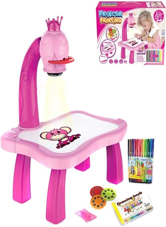 Adjustable Rotating Kids Projector Painting With 12 Colour Markers And 24 Patterns To Trace