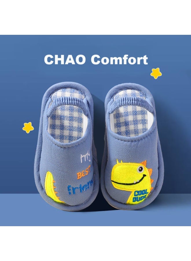 Tudouwu Children's Slippers, Baby Cotton Slippers, Non-slip, For Boys And Girls, Infant And Toddler Breathable Cloth Slippers, Dinosaur Pattern, Size 150 - Image 1