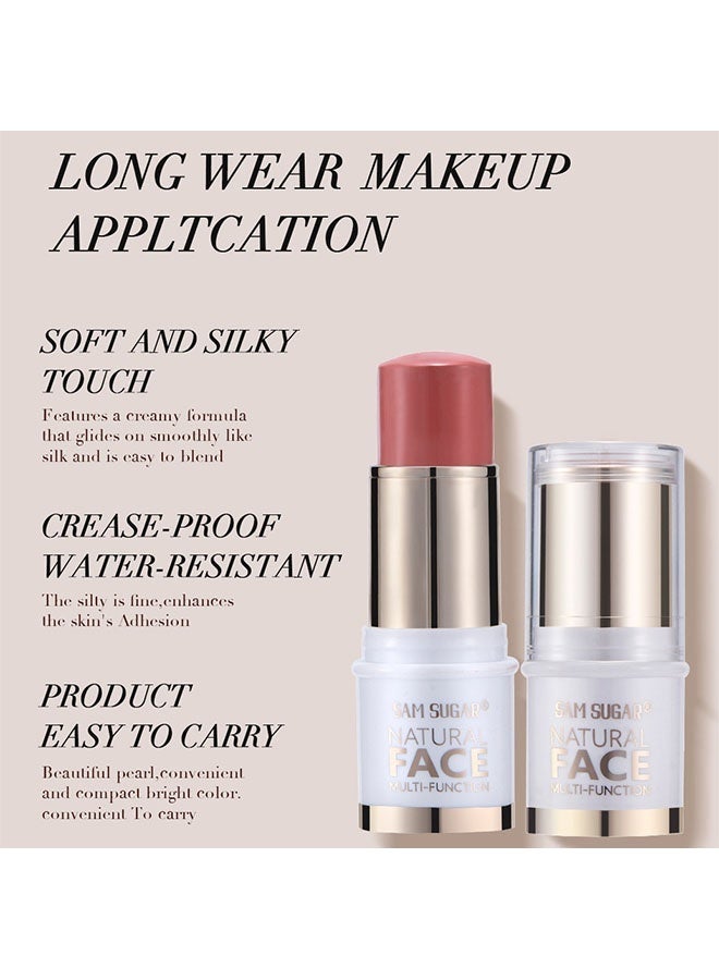 SAM SUGAR Natural Face Multi-Function,Face Sticks Trio, Cream Blush Stick u0026 Highlighter Stick u0026 Contour Stick for Sculpt the Cheeks, Long Lasting Cream Contour Stick Trio for Face Makeup #02 #05 #09 - Image 4