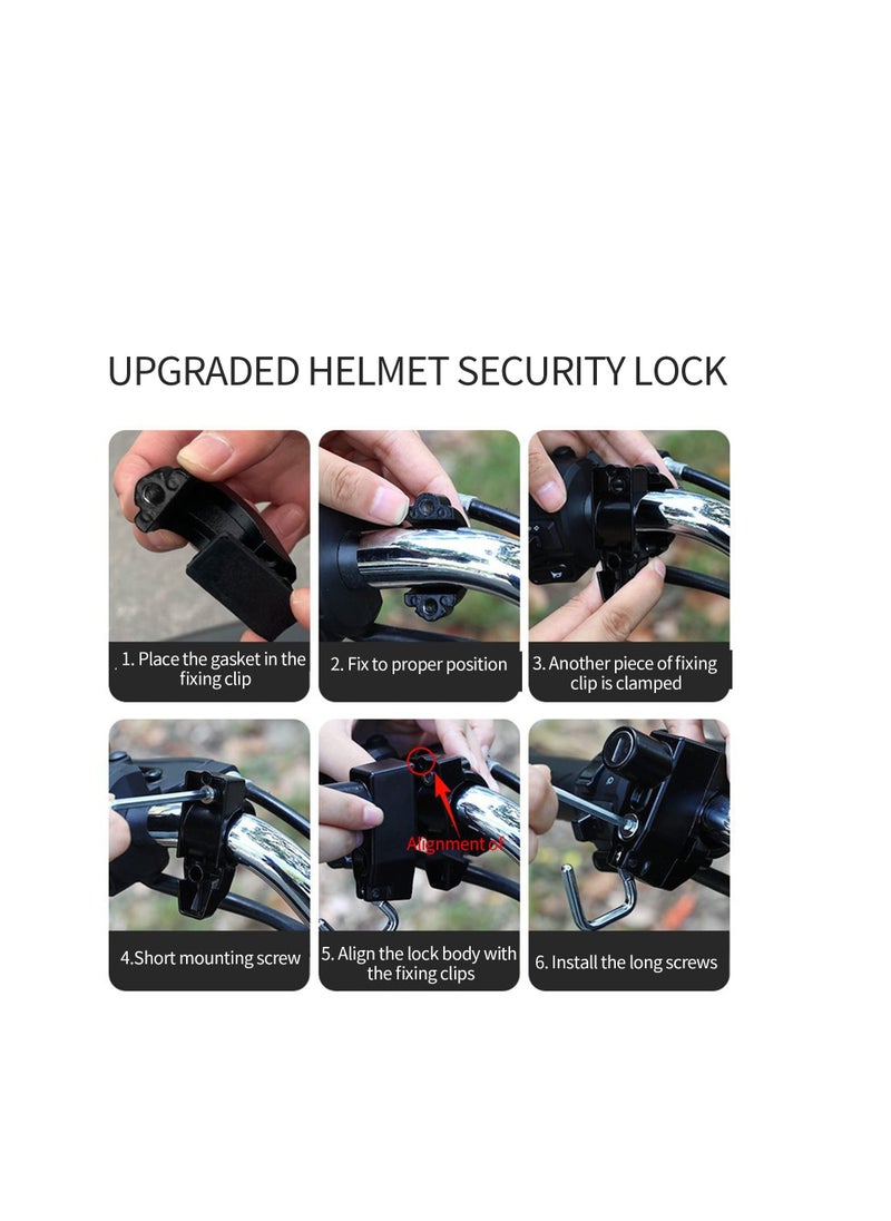 SYOSI Motorcycle Helmet Lock, Motorbike Safety Lock, Universal Motorcycle Parts Helmet Lock, Helmet Security Lock with 2 Keys Set for Motorcycles Bicycles Electric Vehicles Black  - Image 4