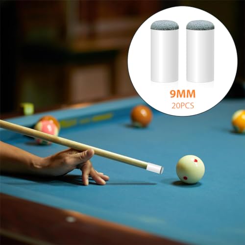 Proberos® 20 Pcs 9mm Slip-On Billiards Cue Tips, Easy-to-Install Plastic & Leather Cue Stick Replacement Tips for Pool & Snooker, Durable & Professional-Grade Accessories - Image 2
