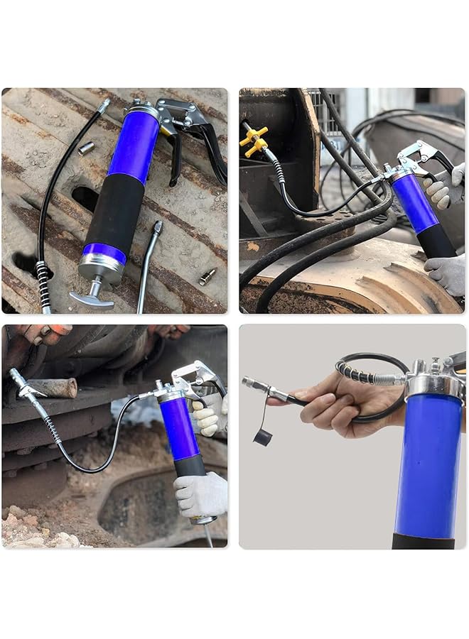 Generic Grease Gun, 6000 Psi Heavy Duty Pistol Grip Grease Gun, 3 Flex Hose, 1 Extension Straight Pipe, 1 Sharp Type Nozzle And 1 Normal Coupler Included, Blue  - Image 5
