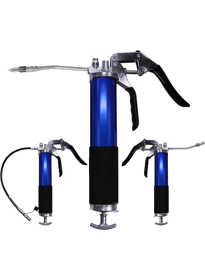 Generic Grease Gun, 6000 Psi Heavy Duty Pistol Grip Grease Gun, 3 Flex Hose, 1 Extension Straight Pipe, 1 Sharp Type Nozzle And 1 Normal Coupler Included, Blue  - Image 2
