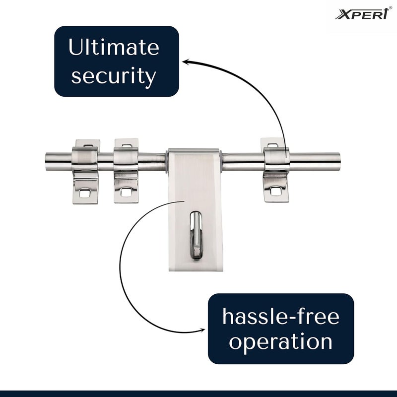 Xpert مقبض فضي بطول 8 بوصات (عبوة من 1) مقبض للباب ومجموعة كادي كوندا - SSAL-615 (الفولاذ المقاوم للصدأ) 3+1 (مقبض للباب الرئيسي) - Image 4