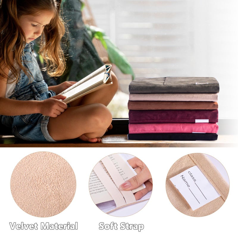 APLUFINE Velvet Book Cover for Paperbacks, Reusable Fabric Book Cover with Pockets, Adjustable Book Protector for Softcover Books, Journals & Bibles - Image 5