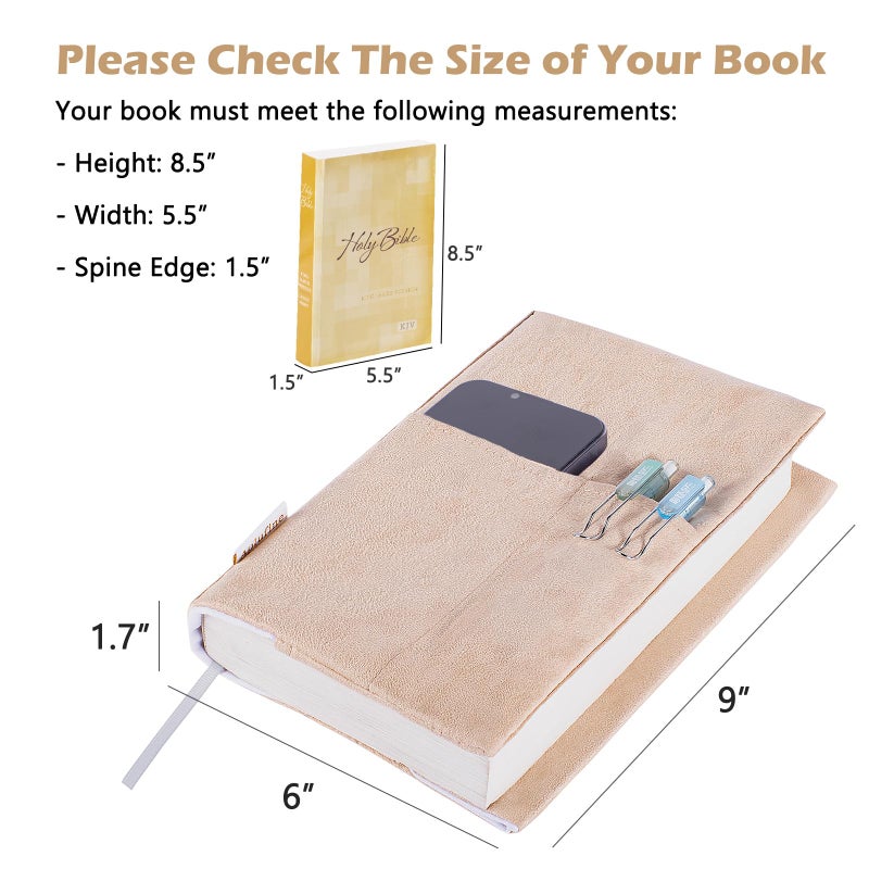 APLUFINE Velvet Book Cover for Paperbacks, Reusable Fabric Book Cover with Pockets, Adjustable Book Protector for Softcover Books, Journals & Bibles - Image 3