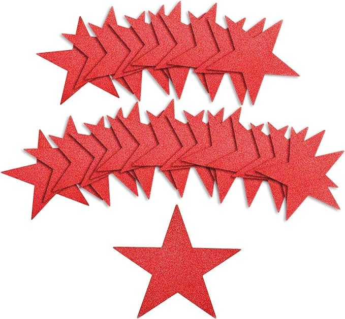 TrifleArte Star Cutouts | 4.5 Inches 20 Pieces Red Glitter Star Shape Cutouts | Paper Star | Confetti Cutouts | for Classroom, Wall Decor, Party Decoration - Image 1