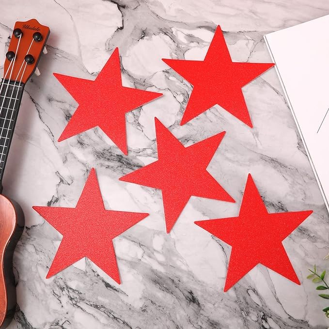 TrifleArte Star Cutouts | 4.5 Inches 20 Pieces Red Glitter Star Shape Cutouts | Paper Star | Confetti Cutouts | for Classroom, Wall Decor, Party Decoration - Image 2