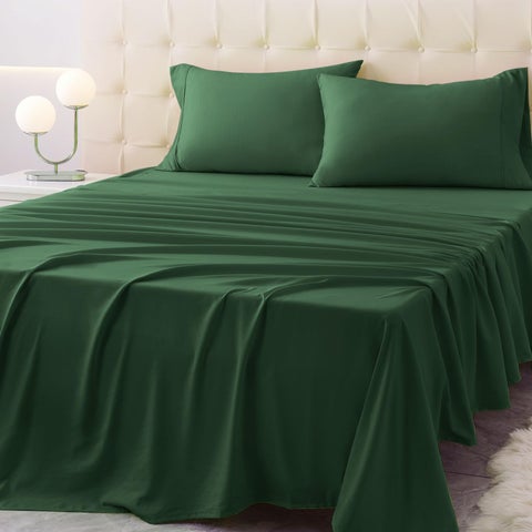Homilay King Size Bed Sheet Set - 4 Piece Soft Microfiber Sheets with Deep Pockets  Cooling Technology  and Wrinkle-Free Pillowcase. Hotel-Quality  Durable Bedding  Eden Green
