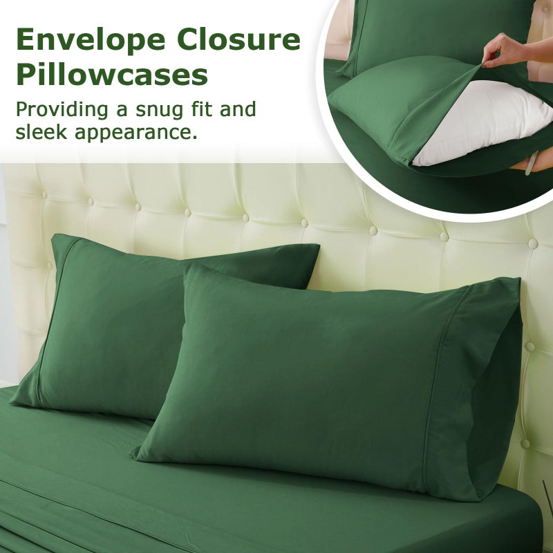 Homilay King Size Bed Sheet Set - 4 Piece Soft Microfiber Sheets with Deep Pockets  Cooling Technology  and Wrinkle-Free Pillowcase. Hotel-Quality  Durable Bedding  Eden Green