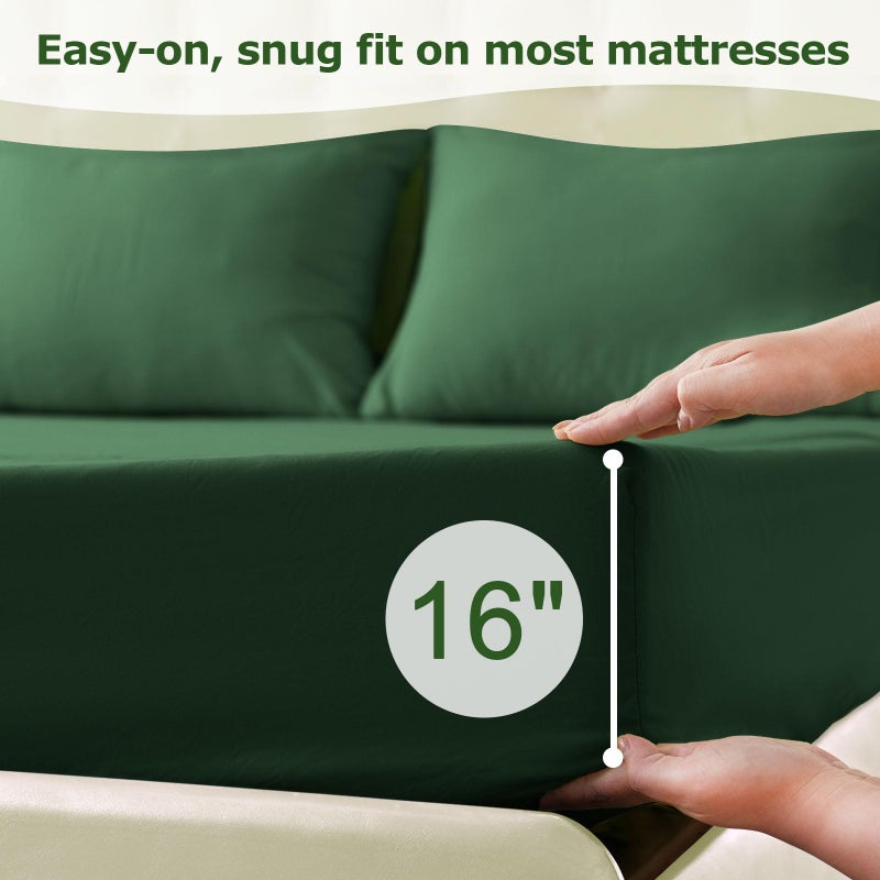 Homilay King Size Bed Sheet Set - 4 Piece Soft Microfiber Sheets with Deep Pockets  Cooling Technology  and Wrinkle-Free Pillowcase. Hotel-Quality  Durable Bedding  Eden Green