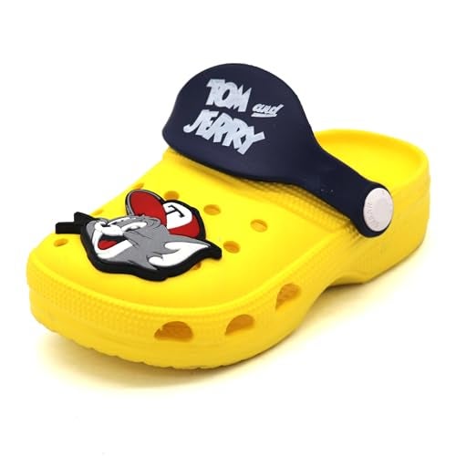 SVAAR Tom & Jerry Kid's Attractive Clogs with Authentic Tom & Jerry Charms and Adjustable Back Strap Yellow - Image 3