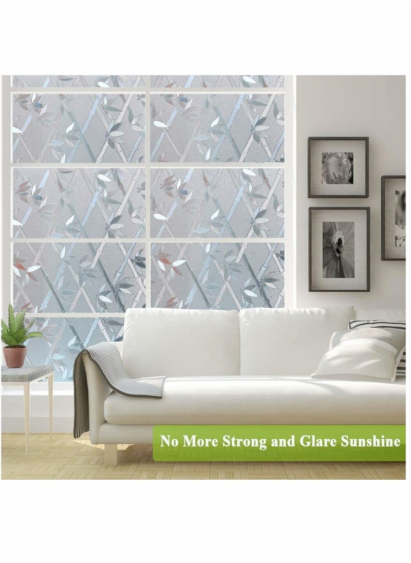 Window Films, Static Cling Window Film Bamboo, Stained Glass Door Film Privacy Window Tints, Anti-UV/Heat Control/No Glue for Home Office Decoration, 17.5In 78.7In - Image 3