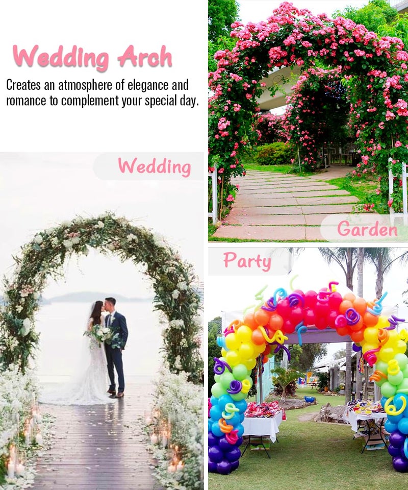 Queension Metal Arch Backdrop Stand 7Ft Wide 7.7Ft High, Wedding Arch Frame for Wedding Decorations, Balloon Arch Stand with Base for Ceremony, Outdoor Garden Arch Trellis for Climbing Plants, Black - Image 5