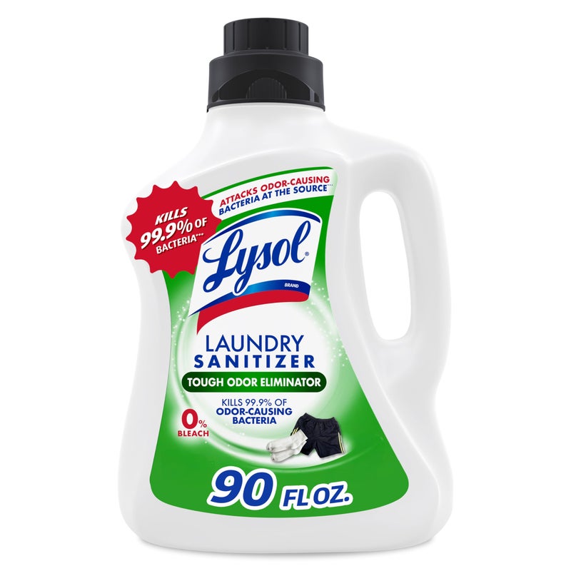 Lysol Tough Odor Eliminator Laundry Sanitizer Additive, Sanitizing Liquid for Gym Clothes and Activewear, 0% Bleach, Eliminates Odor Causing Bacteria, 90oz - Image 1