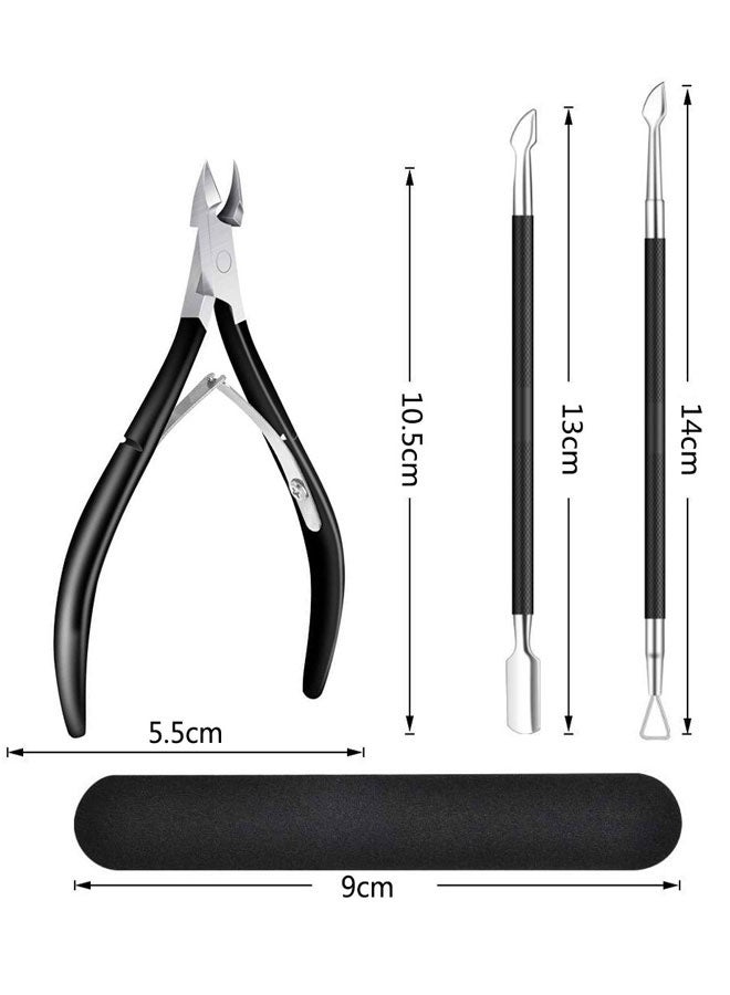 HAWAWA Cuticle Trimmer with Cuticle Pusher and Scissors, Stainless Steel Cuticle Remover Pedicure Manicure Tools, Cuticle Nipper Cutter Clipper Nail Tools for Fingernails and Toenails - Image 2