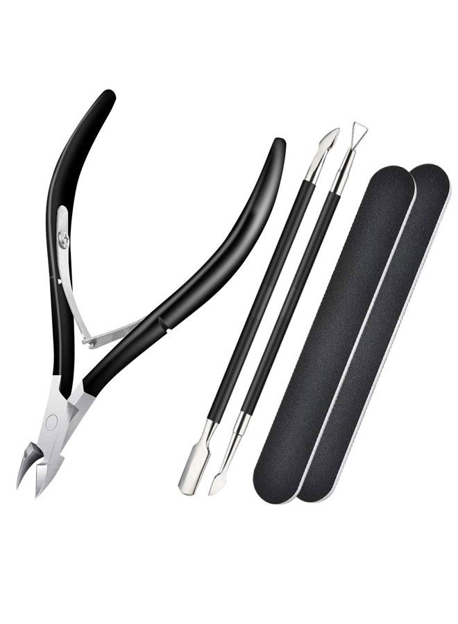 HAWAWA Cuticle Trimmer with Cuticle Pusher and Scissors, Stainless Steel Cuticle Remover Pedicure Manicure Tools, Cuticle Nipper Cutter Clipper Nail Tools for Fingernails and Toenails - Image 1