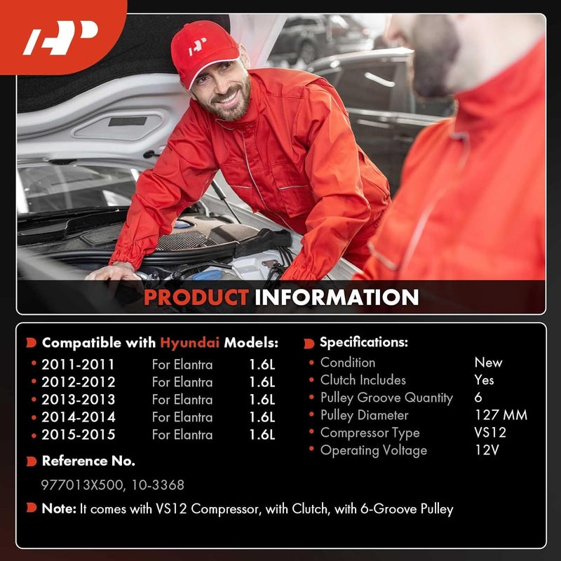 A-Premium ضاغط مكيف A-Premium مع قابض لهيونداي إيلانtra 2011-2015 - Image 2