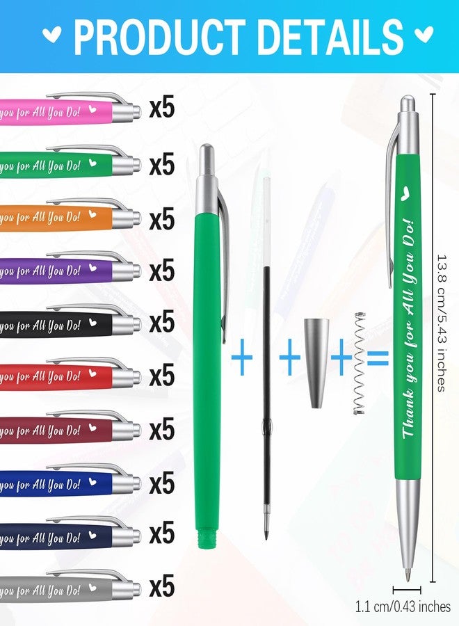 TecUnite 50 Pcs Employee Appreciation Gifts Bulk Inspirational Pens Motivational Quote Black Ink Ballpoint Pens for Coworker Staff Team Teacher Student Social Worker(Thank You for All That You Do) - Image 2