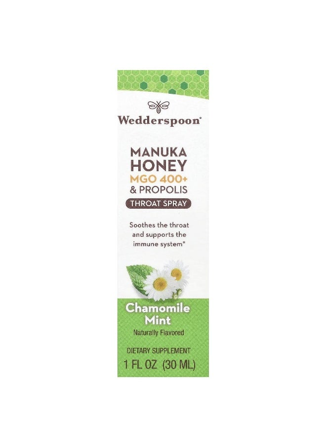 Wedderspoon Wedderspoon, Manuka Honey & Propolis Throat Spray, Chamomile Mint, MGO 400+, 1 fl oz (30 ml)  - Image 2